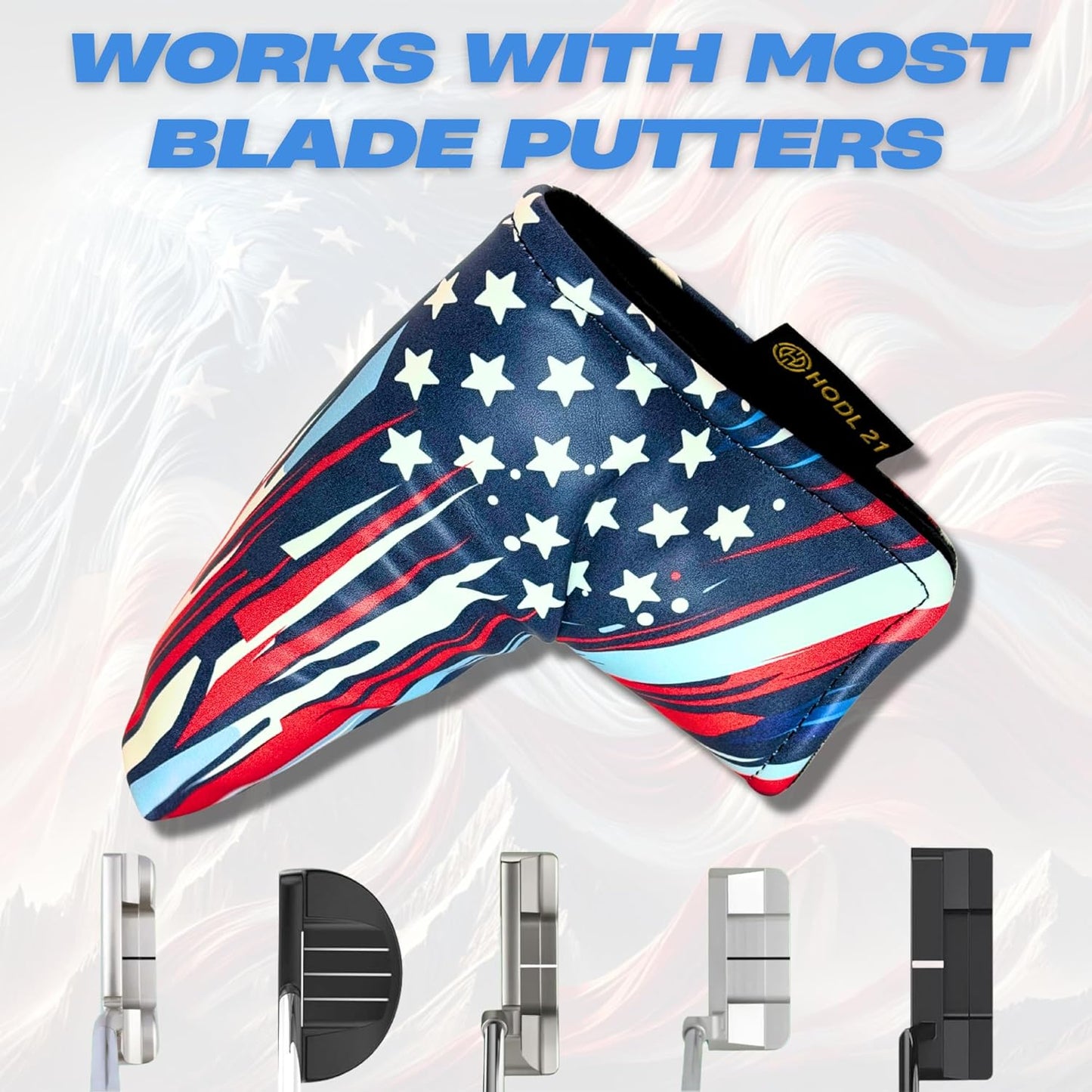 Stars & Stripes American Flag Golf Putter Cover - USA Flag Design, Fits Blade Putters, Waterproof & Protective Golf Club Cover, Stars and Stripes Design