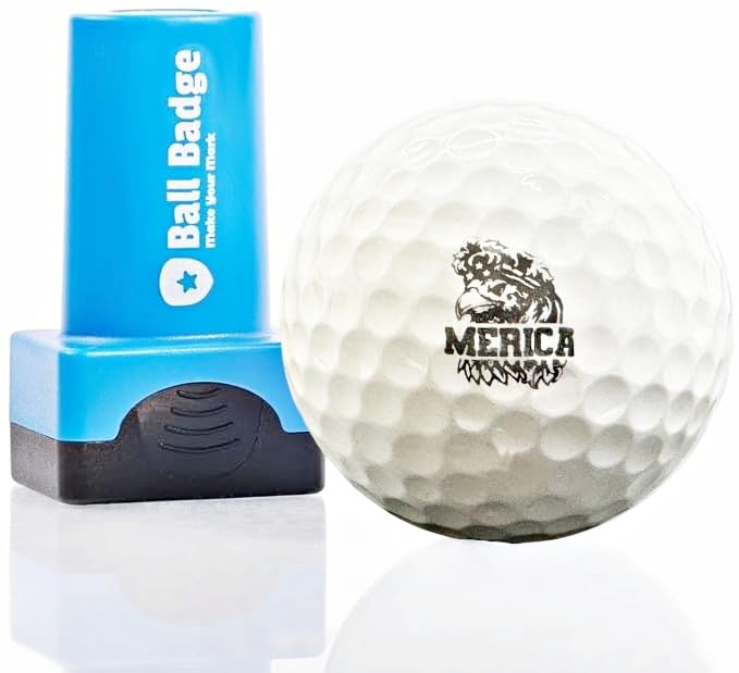 Ball Badge - Golf Ball Stamp, Self-Inking Golf Ball Stamper, Golf Ball Marker, Reusable Golf Ball Marking Tool to Identify Golf Balls - Reusable Ink Stamp for Golf Balls (Bald Eagle Bandana)