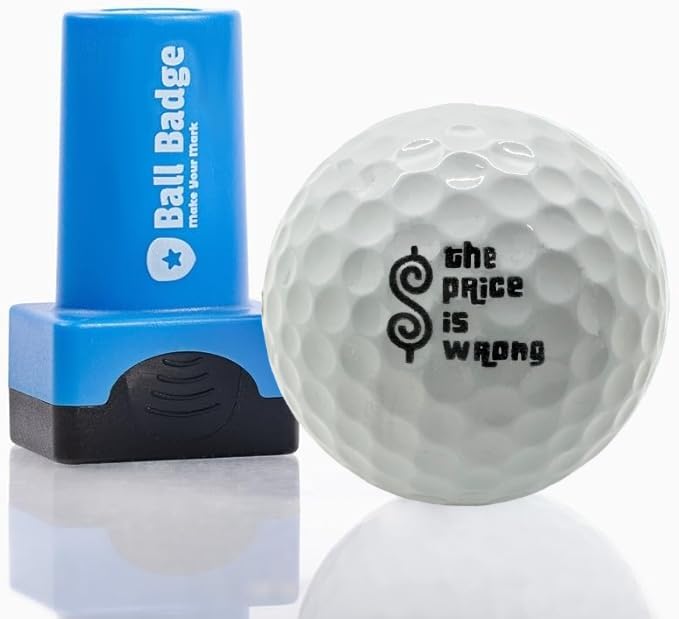 Ball Badge - Golf Ball Stamp, Self-Inking Golf Ball Stamper, Golf Ball Marker, Reusable Golf Ball Marking Tool to Identify Golf Balls - Reusable Ink Stamp for Golf Balls (The Price Is Wrong)