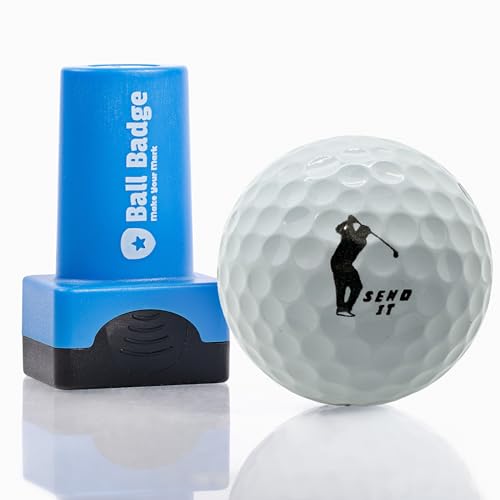 Ball Badge - Golf Ball Stamp, Self-Inking Golf Ball Stamper, Golf Ball Marker, Reusable Golf Ball Marking Tool to Identify Golf Balls - Reusable Ink Stamp for Golf Balls (Send It)