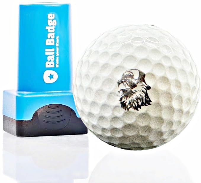 Ball Badge - Golf Ball Stamp, Self-Inking Golf Ball Stamper, Golf Ball Marker, Reusable Golf Ball Marking Tool to Identify Golf Balls, Reusable Ink Stamp for Golf Balls (Bald Eagle Trucker Hat)