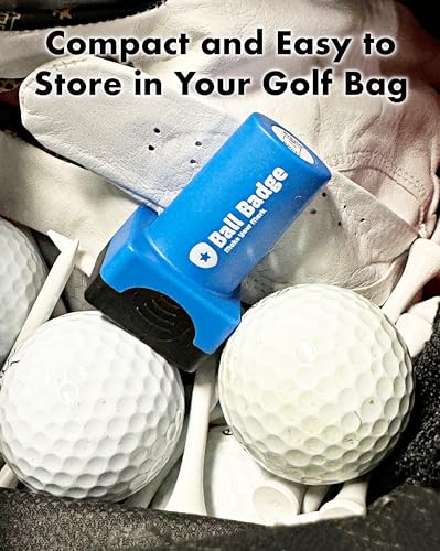 Ball Badge - Golf Ball Stamp, Self-Inking Golf Ball Stamper, Golf Ball Marker, Reusable Golf Ball Marking Tool to Identify Golf Balls - Reusable Ink Stamp for Golf Balls (Send It)