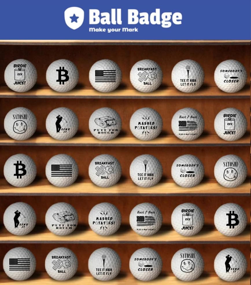 Ball Badge - Golf Ball Stamp, Self-Inking Golf Ball Stamper, Golf Ball Marker, Reusable Golf Ball Marking Tool to Identify Golf Balls - Reusable Ink Stamp for Golf Balls (Bald Eagle Bandana)