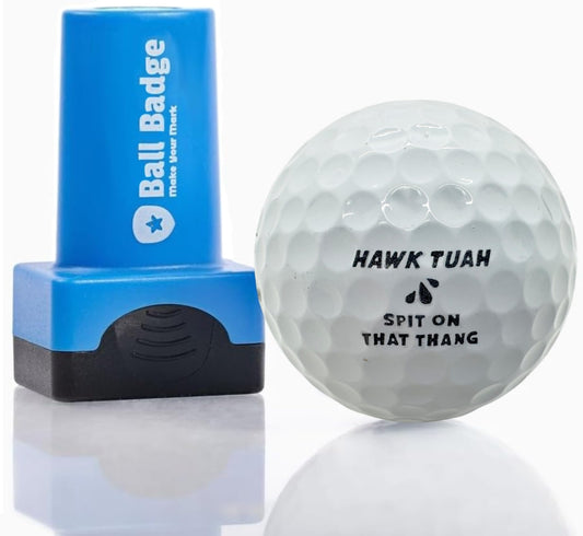 Ball Badge - Golf Ball Stamp, Self-Inking Golf Ball Stamper, Golf Ball Marker, Reusable Golf Ball Marking Tool to Identify Golf Balls - (Ball Stamp Hawk Tuah)