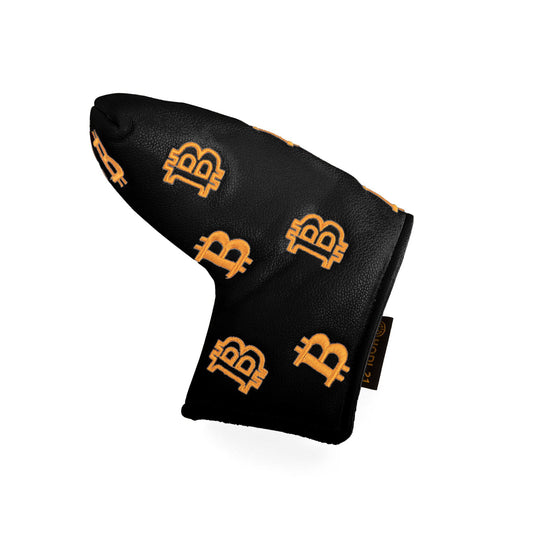Bitcoin Golf Putter Cover for Blade Putters - Golf Headcovers for Club Protection - HODL 21 Golf Accessories (Black)