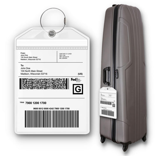 Golf Bag Luggage Tag - Extra Large 9" x 6", Waterproof Plastic Zipper Pouch, PVC Bag Tags for Golf Bag - Sealable Label Holder for Golf Bag