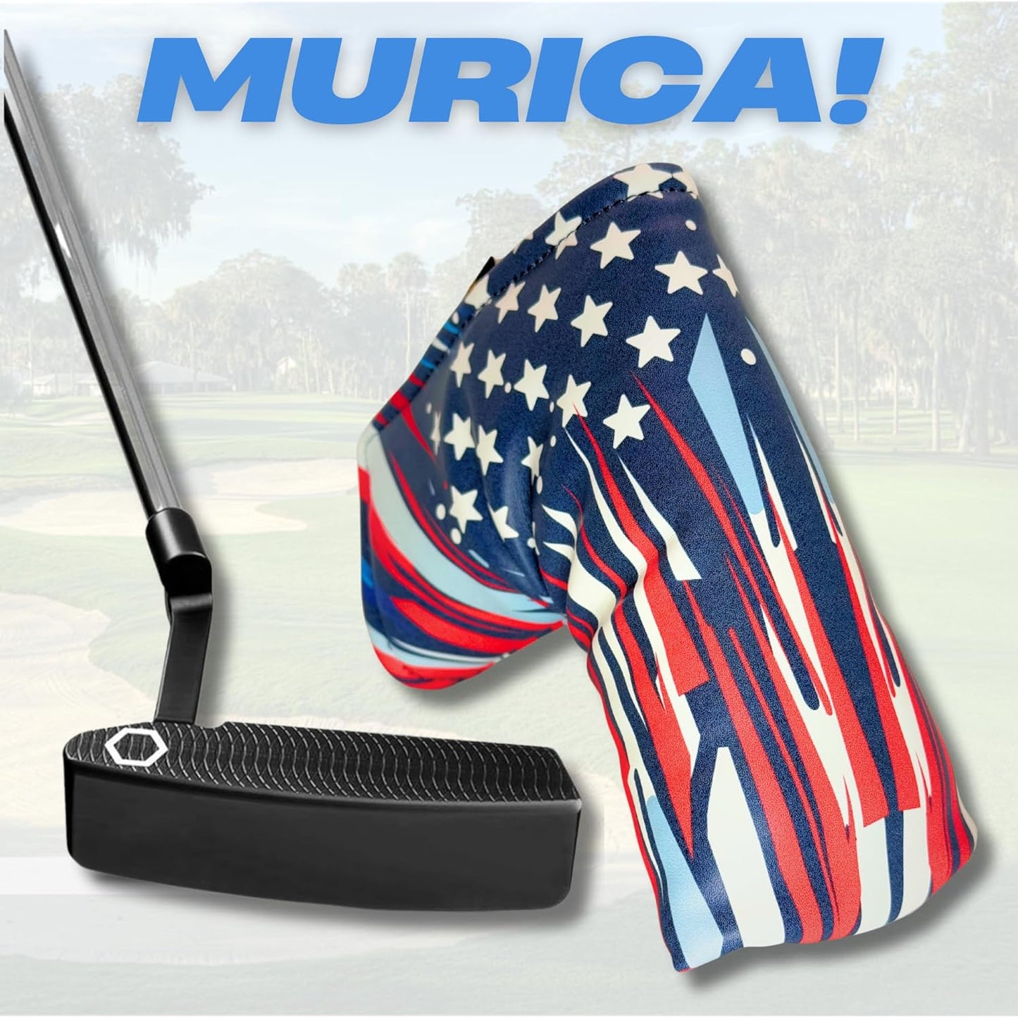 Stars & Stripes American Flag Golf Putter Cover - USA Flag Design, Fits Blade Putters, Waterproof & Protective Golf Club Cover, Stars and Stripes Design