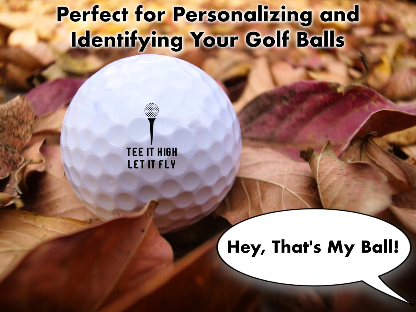 Ball Badge - Golf Ball Stamp, Self-Inking Golf Ball Stamper, Golf Ball Marker, Reusable Golf Ball Marking Tool to Identify Golf Balls - Reusable Ink Stamp for Golf Balls (Tee It High Let It Fly)