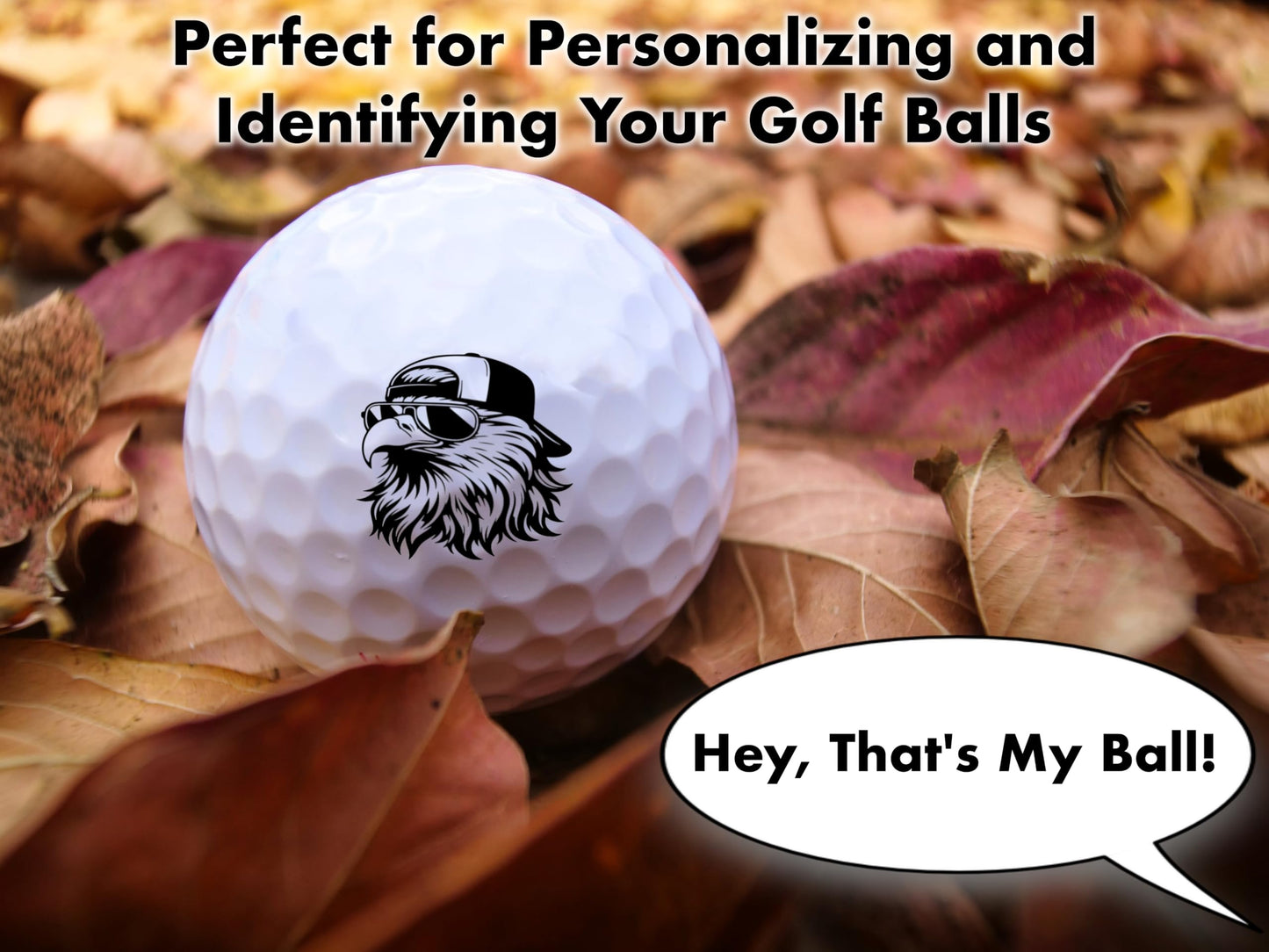 Ball Badge - Golf Ball Stamp, Self-Inking Golf Ball Stamper, Golf Ball Marker, Reusable Golf Ball Marking Tool to Identify Golf Balls, Reusable Ink Stamp for Golf Balls (Bald Eagle Trucker Hat)
