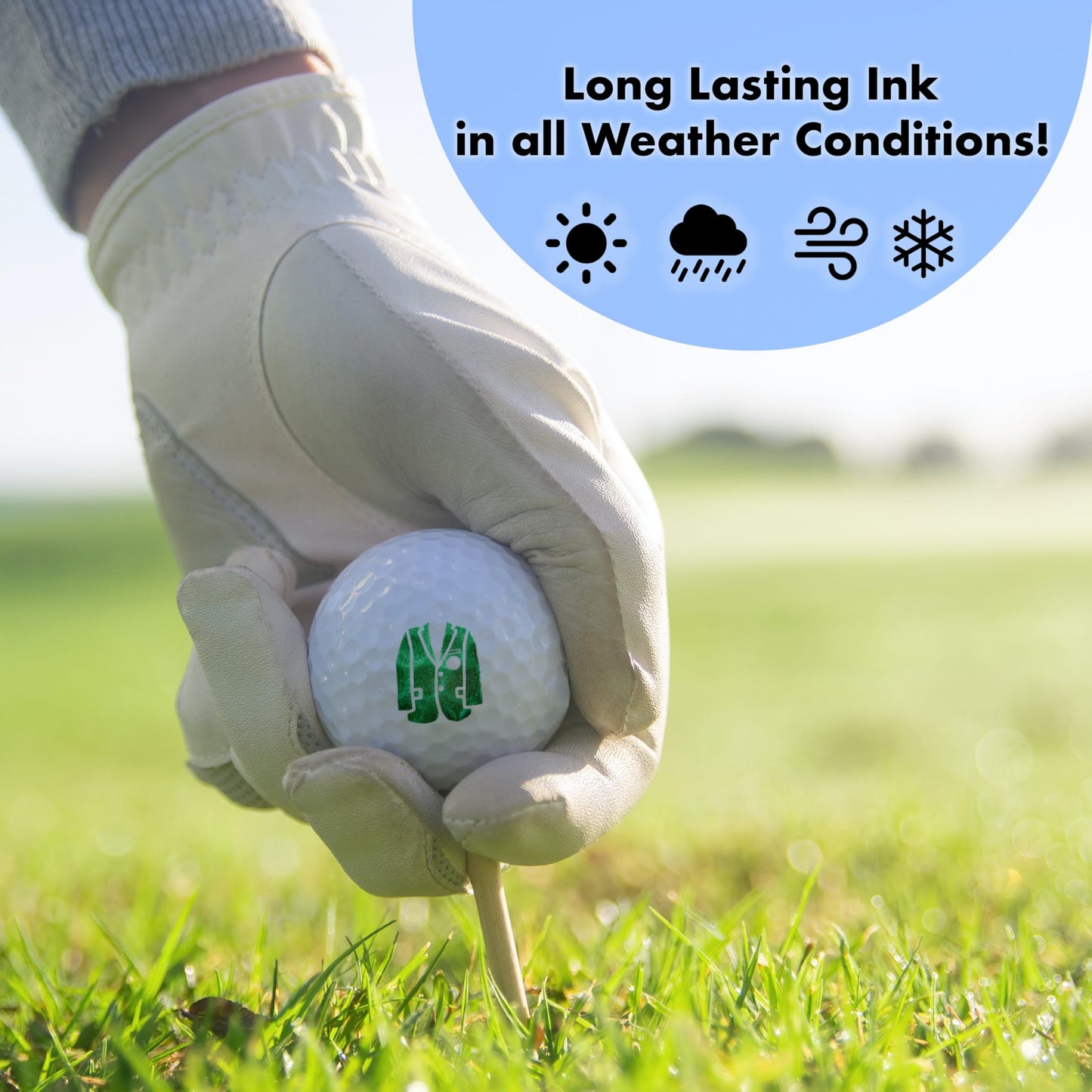 Ball Badge - Golf Ball Stamp, Self-Inking Golf Ball Stamper, Golf Ball Marker, Reusable Golf Ball Marking Tool to Identify Golf Balls - (Ball Stamp Green Jacket)