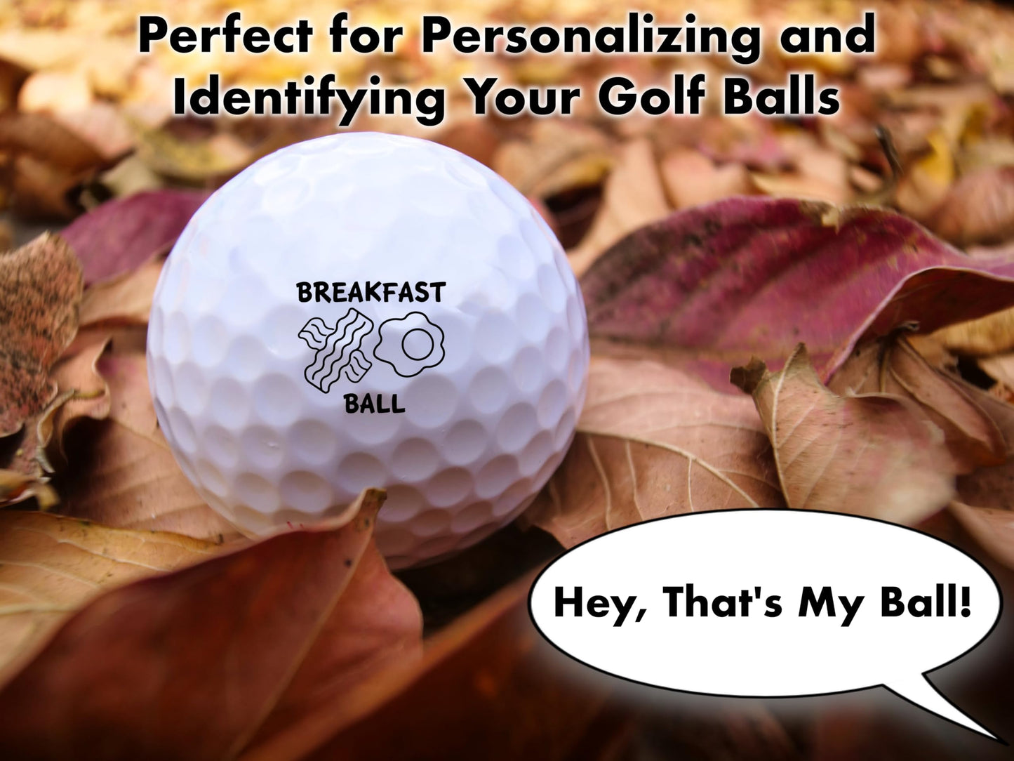 Ball Badge - Golf Ball Stamp, Self-Inking Golf Ball Stamper, Golf Ball Marker, Reusable Golf Ball Marking Tool to Identify Golf Balls - Reusable Ink Stamp for Golf Balls (Breakfast Ball)