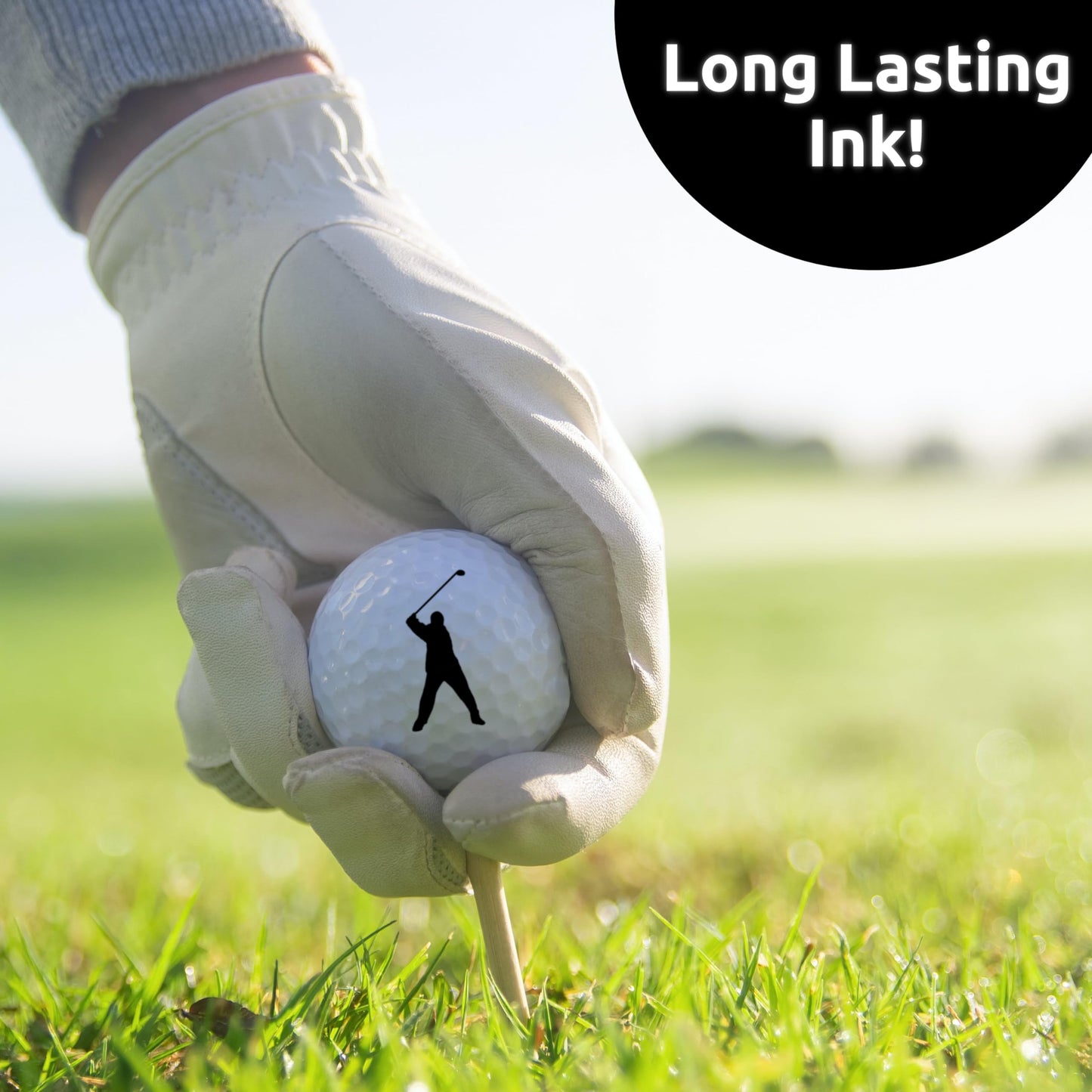Ball Badge - Golf Ball Stamp, Self-Inking Golf Ball Stamper, Golf Ball Marker, Reusable Golf Ball Marking Tool to Identify Golf Balls, Reusable Ink Stamp for Golf Balls - Happy Series