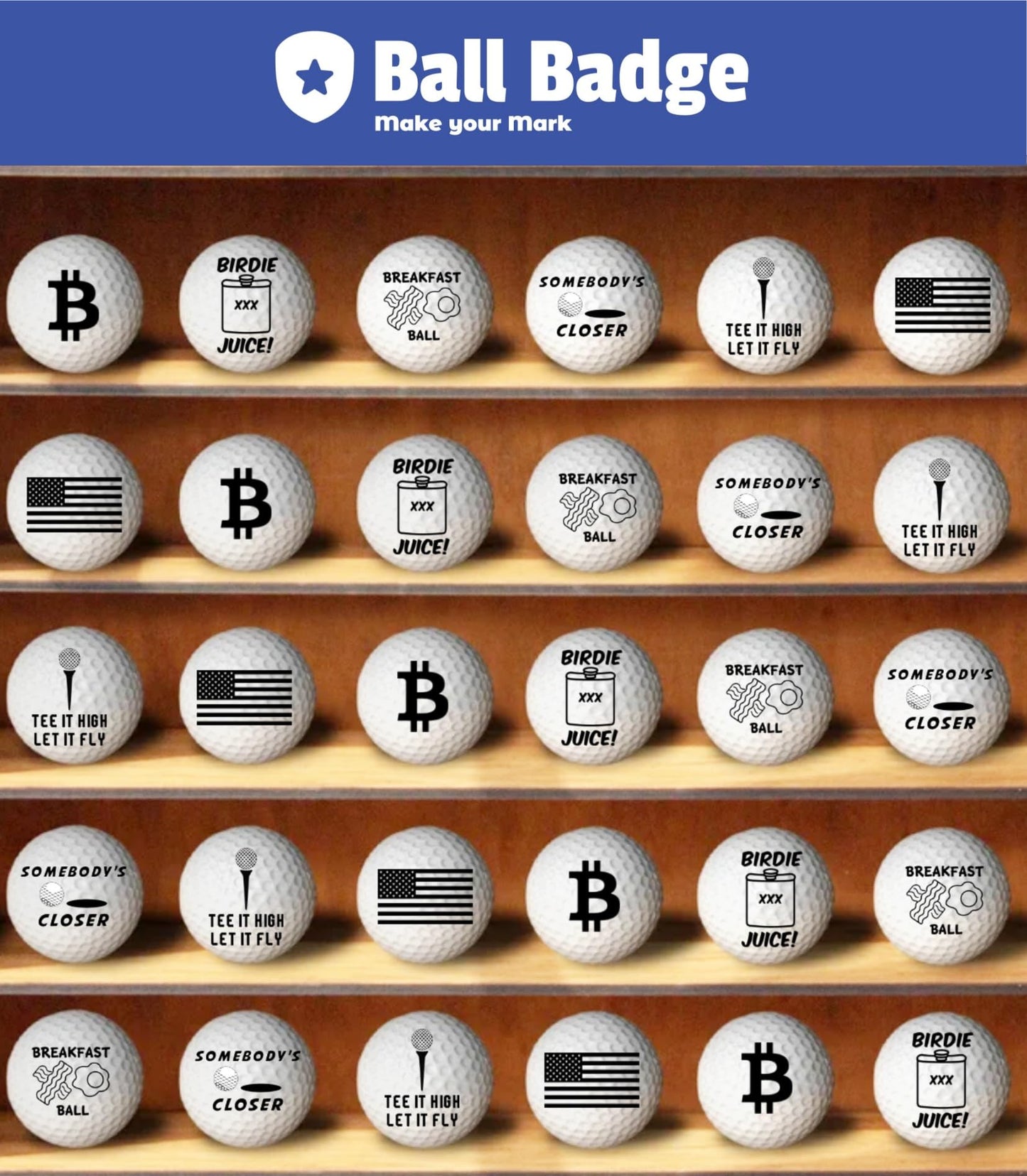 Ball Badge - Golf Ball Stamp, Self-Inking Golf Ball Stamper, Golf Ball Marker, Reusable Golf Ball Marking Tool to Identify Golf Balls - Reusable Ink Stamp for Golf Balls (My World Now, Grandma)