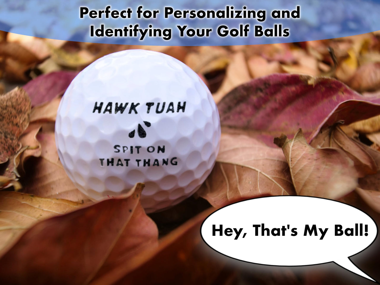 Ball Badge - Golf Ball Stamp, Self-Inking Golf Ball Stamper, Golf Ball Marker, Reusable Golf Ball Marking Tool to Identify Golf Balls - (Ball Stamp Hawk Tuah)