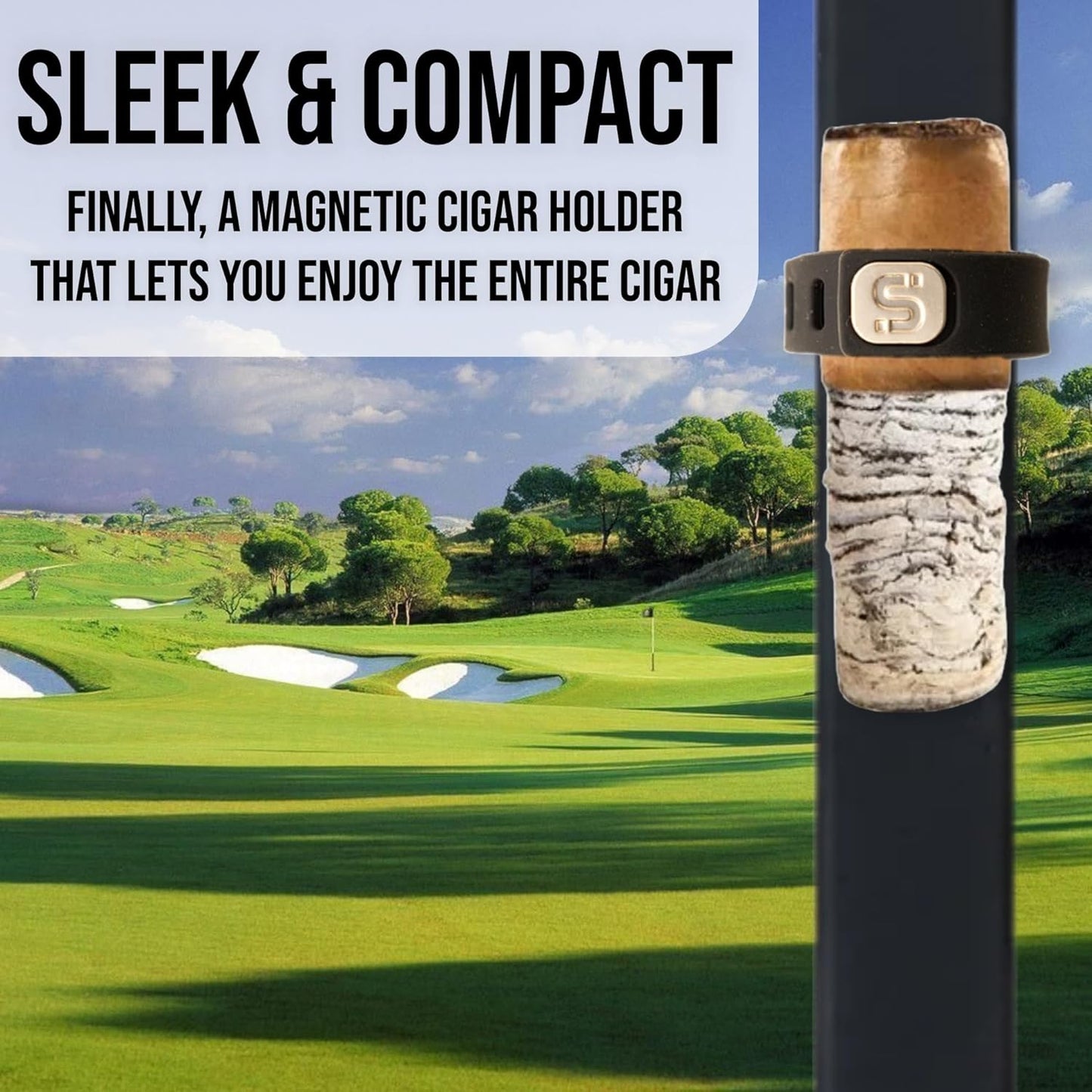 StogieStay Magnetic Holder - Portable Clip for Golf Carts & Accessories for Men - Premium Golf Gifts - Perfect for Fishing, Grilling, Camping & Sporting Events