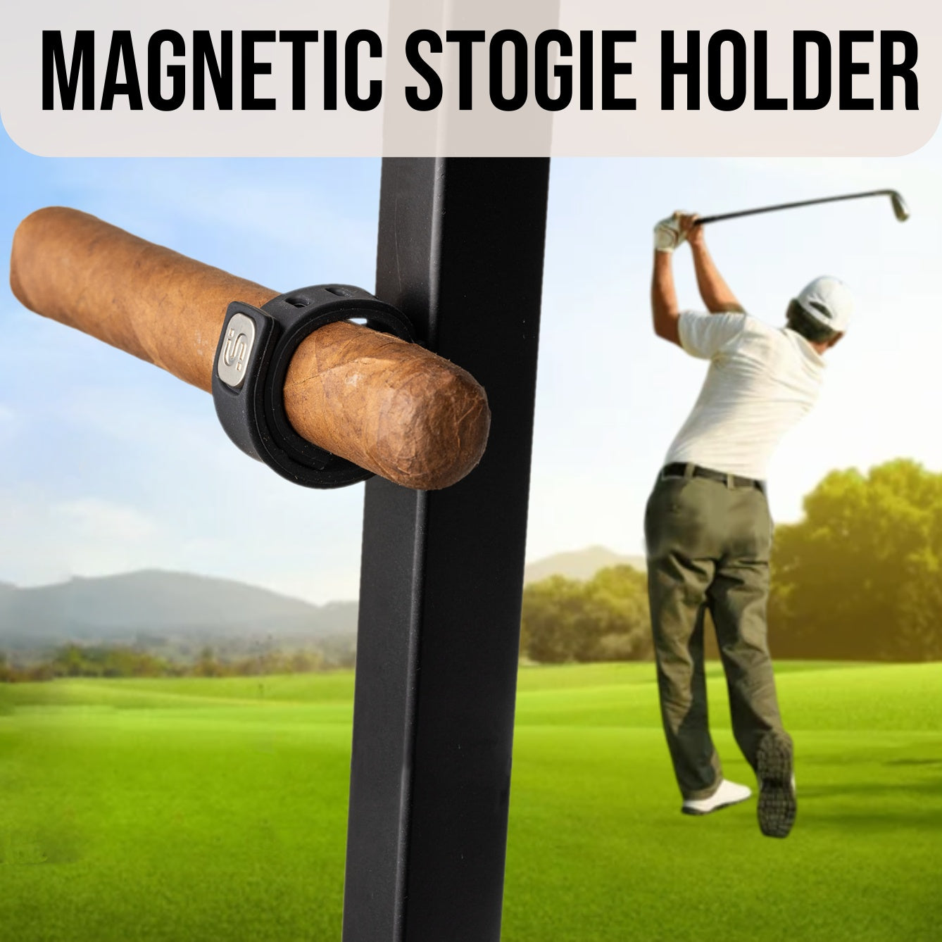 StogieStay Magnetic Holder - Portable Clip for Golf Carts & Accessories for Men - Premium Golf Gifts - Perfect for Fishing, Grilling, Camping & Sporting Events