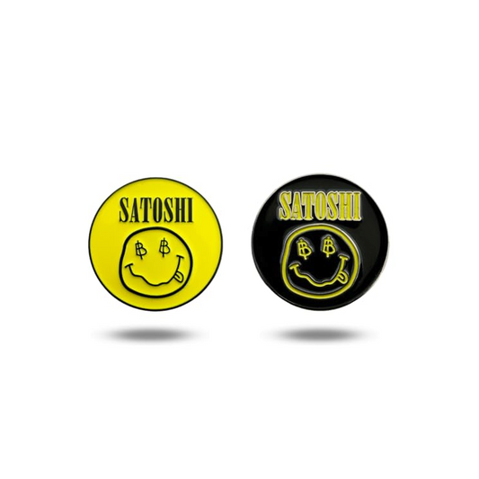 HODL 21 Satoshi Nakamoto Golf Ball Markers - Value Pack of 2 Black and Yellow - Works with Most Hat Magnetic Clips and Divot Repair Tools, Golf Gift Accessories - Satoshi Black and Yellow - 2 Pack