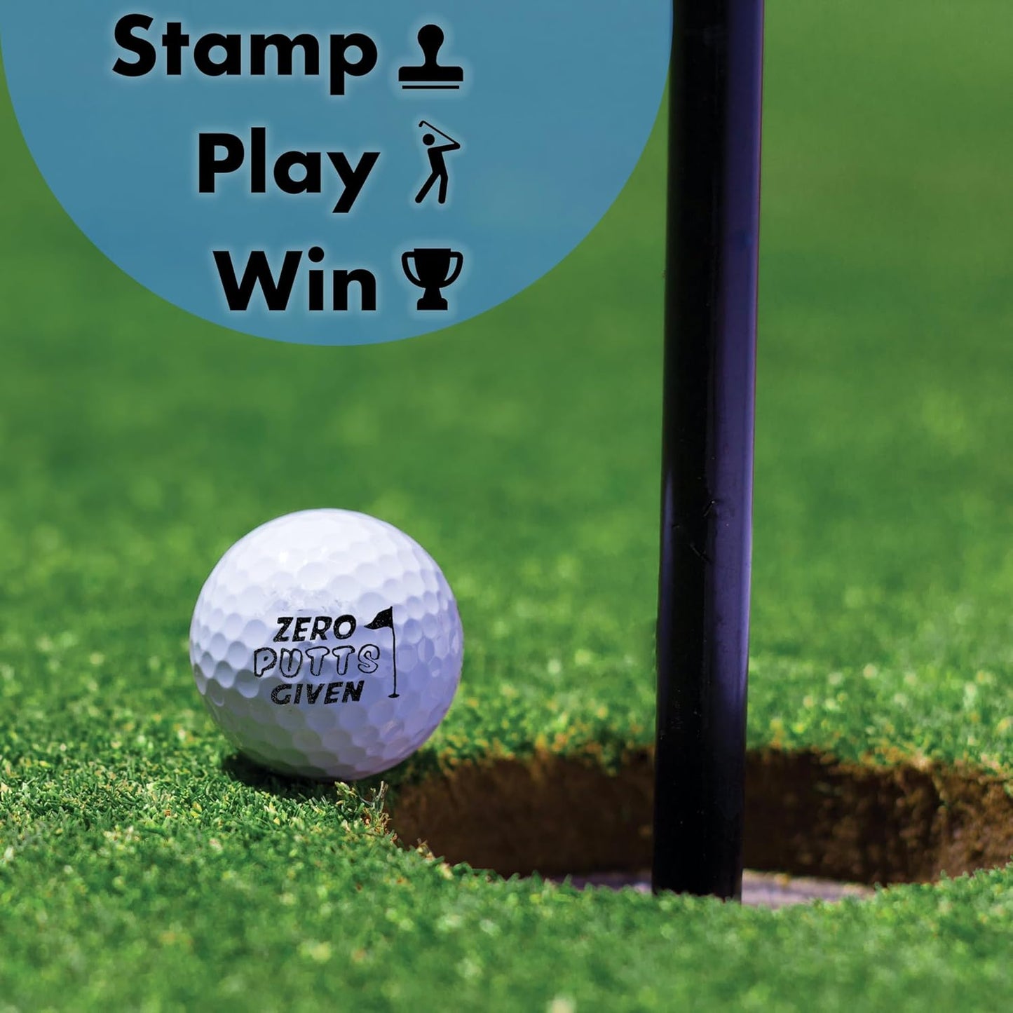 Ball Badge - Golf Ball Stamp, Self-Inking Golf Ball Stamper, Golf Ball Marker, Reusable Golf Ball Marking Tool to Identify Golf Balls - (Zero Putts Given)