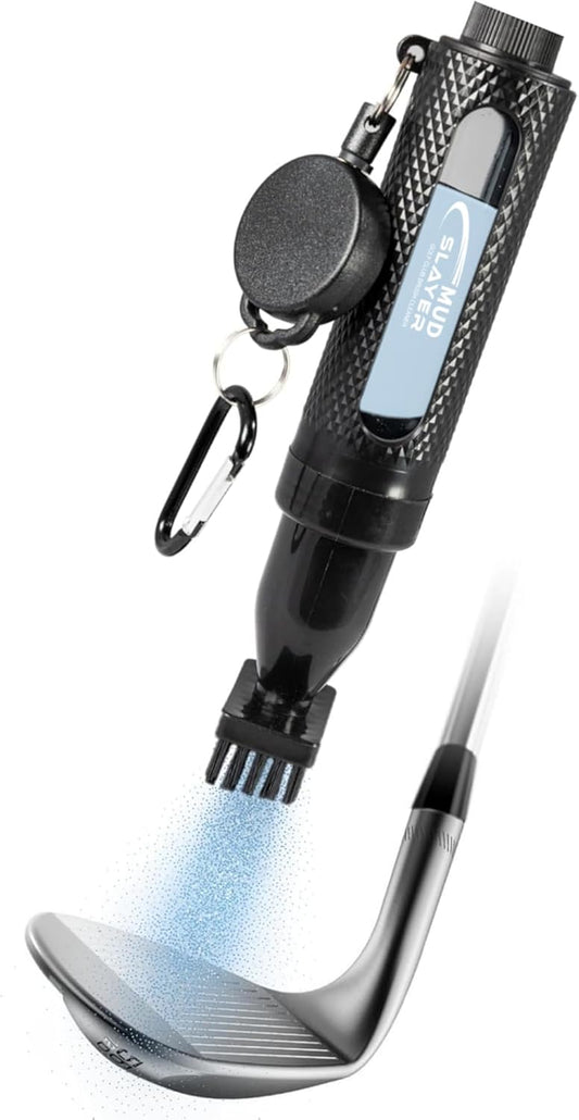 HODL 21 Mud Slayer Golf Club Cleaning Brush with Fine Mist Spray, Leak-Proof Viewing Window & Retractable Clip – Dual Bristle Head, Ergonomic Handle – Must-Have Golf Accessories for Men & Women