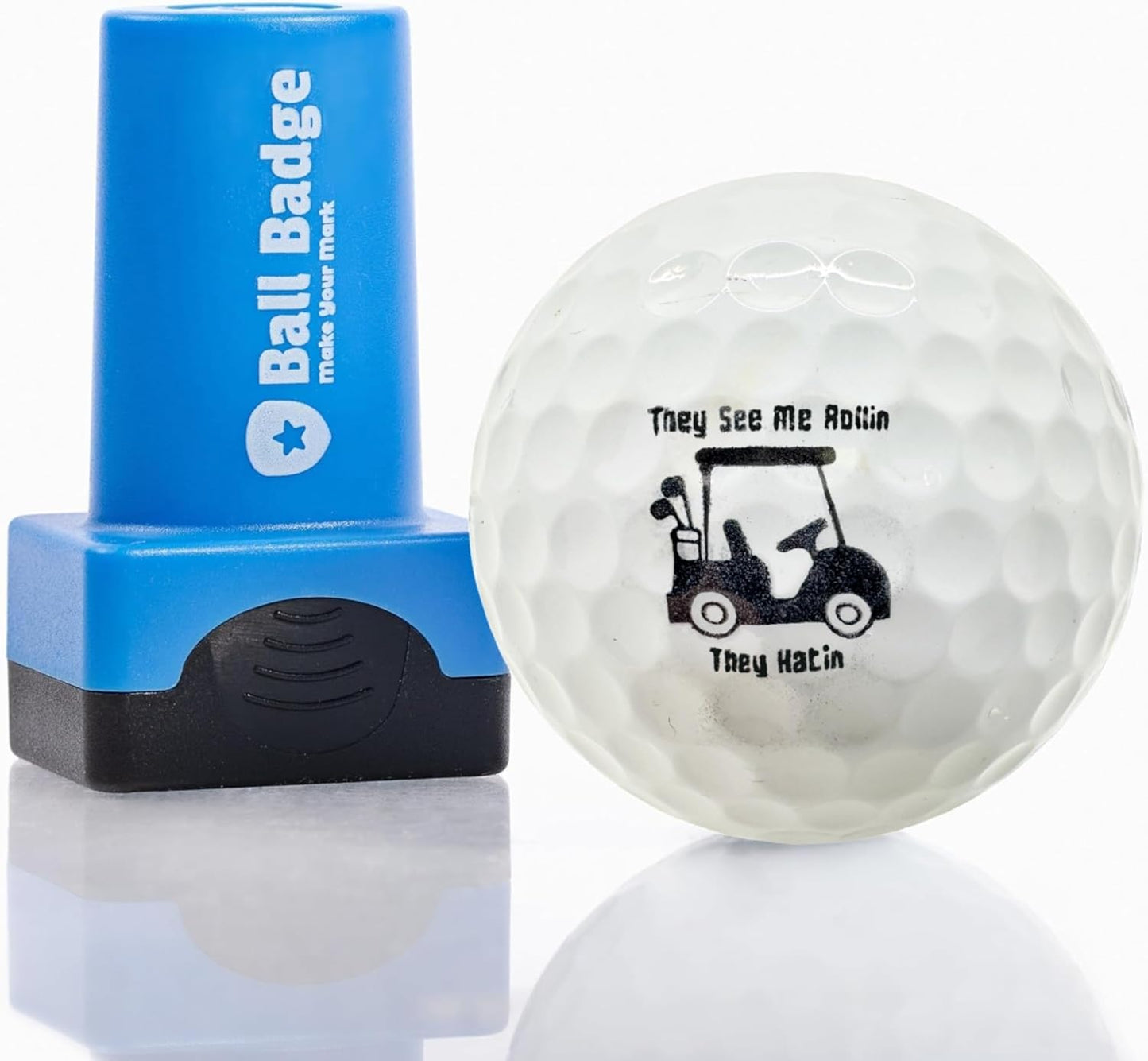 Ball Badge - Golf Ball Stamp, Self-Inking Golf Ball Stamper, Golf Ball Marker, Reusable Golf Ball Marking Tool to Identify Golf Balls - (They See Me Rollin)