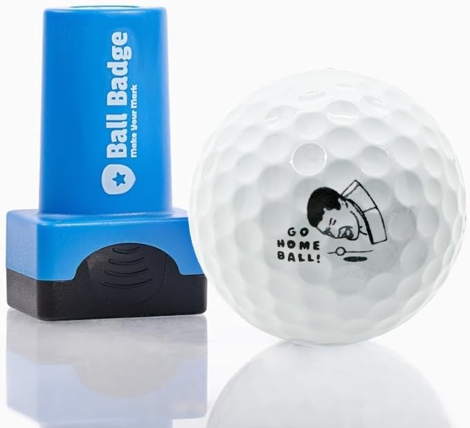 Ball Badge - Golf Ball Stamp, Self-Inking Golf Ball Stamper, Golf Ball Marker, Reusable Golf Ball Marking Tool to Identify Golf Balls - Reusable Ink Stamp for Golf Balls (Go Home Ball)