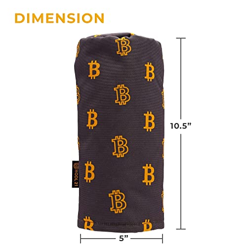 Golf Club Driver Headcover- Premium Bitcoin Barrel Style Golf Driver Head Covers- Durable Golf Club Cover Fits Most Drivers- Protective Golf Driver Head Cover for up to 460 cc Driver Woods
