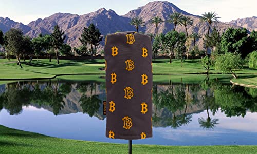 Golf Club Driver Headcover- Premium Bitcoin Barrel Style Golf Driver Head Covers- Durable Golf Club Cover Fits Most Drivers- Protective Golf Driver Head Cover for up to 460 cc Driver Woods