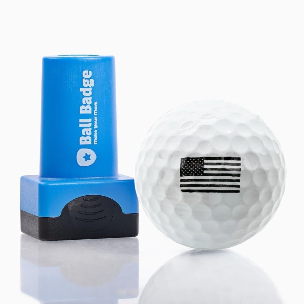 Ball Badge - Golf Ball Stamp, Self-Inking Golf Ball Stamper, Golf Ball Marker, Reusable Golf Ball Marking Tool to Identify Golf Balls - Reusable Ink Stamp for Golf Balls (American Flag)