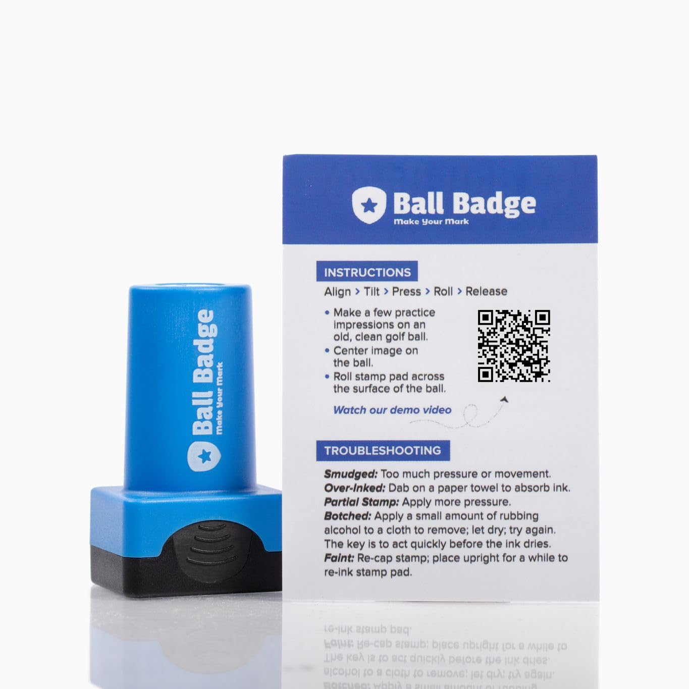 Ball Badge - Golf Ball Stamp, Self-Inking Golf Ball Stamper, Golf Ball Marker, Reusable Golf Ball Marking Tool to Identify Golf Balls - Reusable Ink Stamp for Golf Balls (Back to Back Champs)