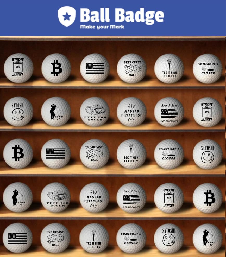 Ball Badge - Golf Ball Stamp, Self-Inking Golf Ball Stamper, Golf Ball Marker, Reusable Golf Ball Marking Tool to Identify Golf Balls - Reusable Ink Stamp for Golf Balls (Go Home Ball)