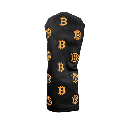 Bitcoin Golf Driver Headcover - Leather Golf Club Covers - HODL 21 Head Cover Golf Accessories (Black)