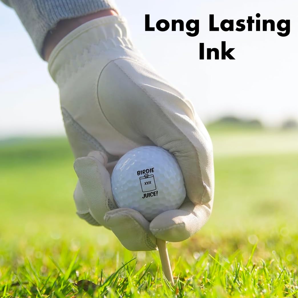 Ball Badge - Golf Ball Stamp, Self-Inking Golf Ball Stamper, Golf Ball Marker, Reusable Golf Ball Marking Tool to Identify Golf Balls - Reusable Ink Stamp for Golf Balls (Birdie Juice)