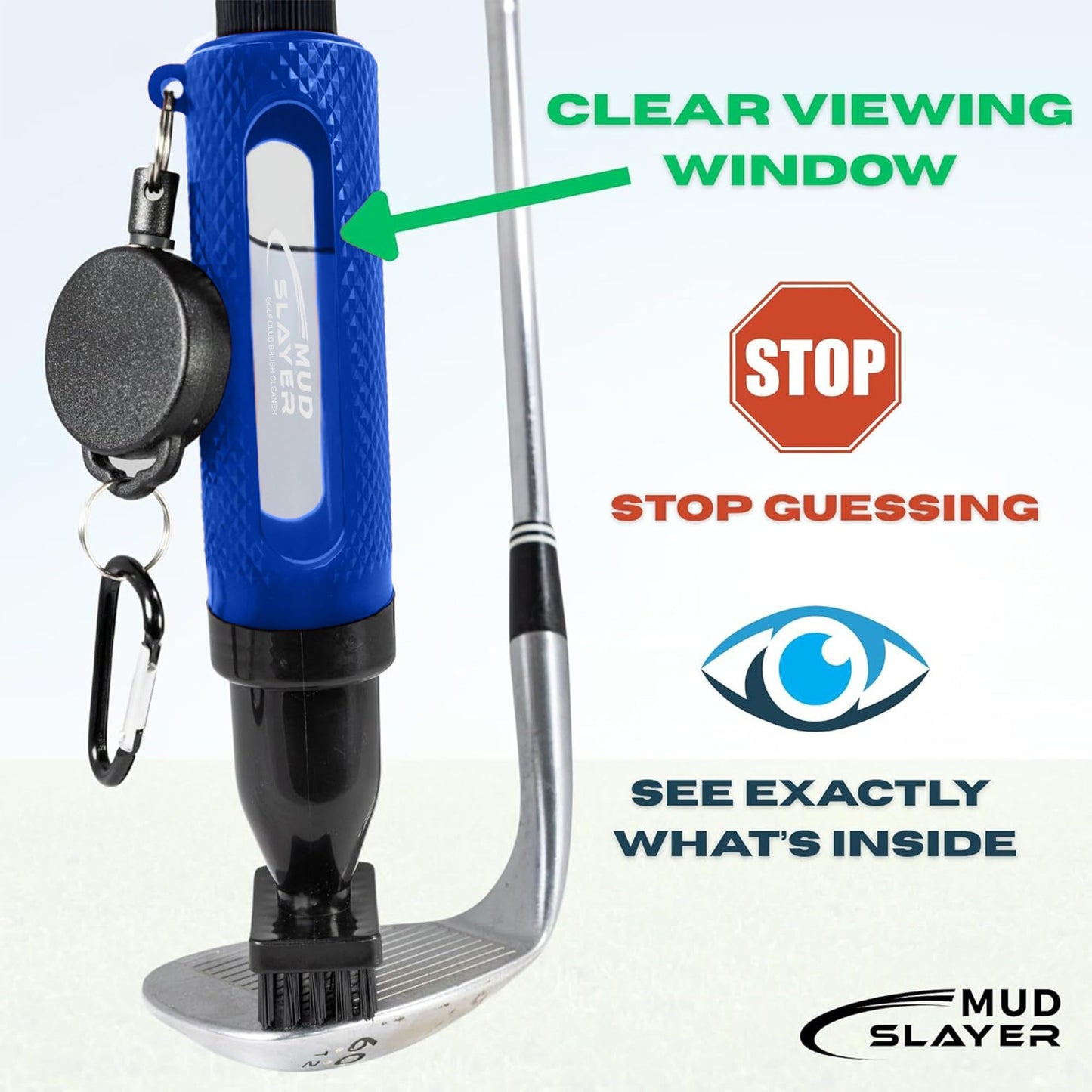 HODL 21 Mud Slayer Golf Club Cleaning Brush with Fine Mist Spray, Leak-Proof Viewing Window & Retractable Clip – Dual Bristle Head, Ergonomic Handle – Must-Have Golf Accessories for Men & Women