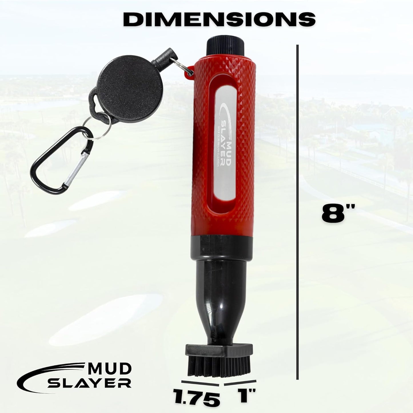 HODL 21 Mud Slayer Golf Club Cleaning Brush with Fine Mist Spray, Leak-Proof Viewing Window & Retractable Clip – Dual Bristle Head, Ergonomic Handle – Must-Have Golf Accessories for Men & Women