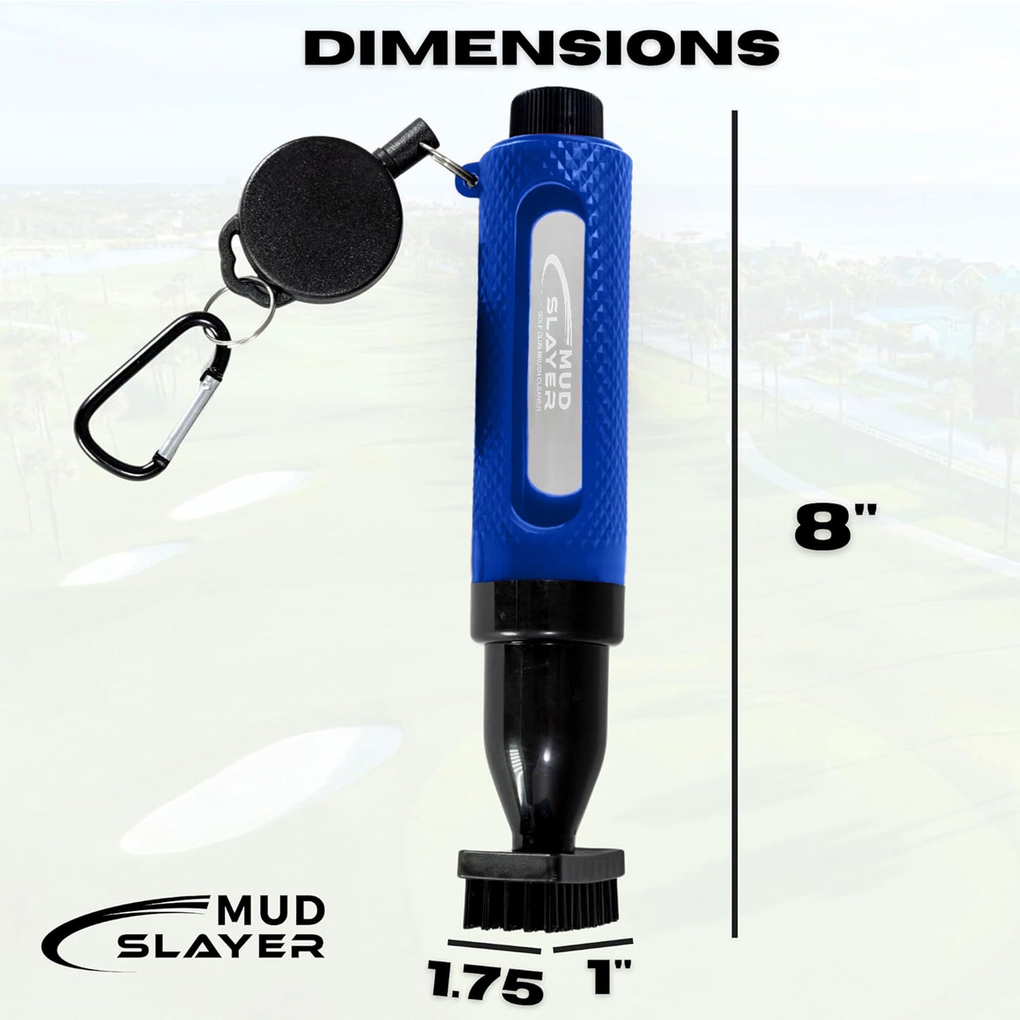 HODL 21 Mud Slayer Golf Club Cleaning Brush with Fine Mist Spray, Leak-Proof Viewing Window & Retractable Clip – Dual Bristle Head, Ergonomic Handle – Must-Have Golf Accessories for Men & Women