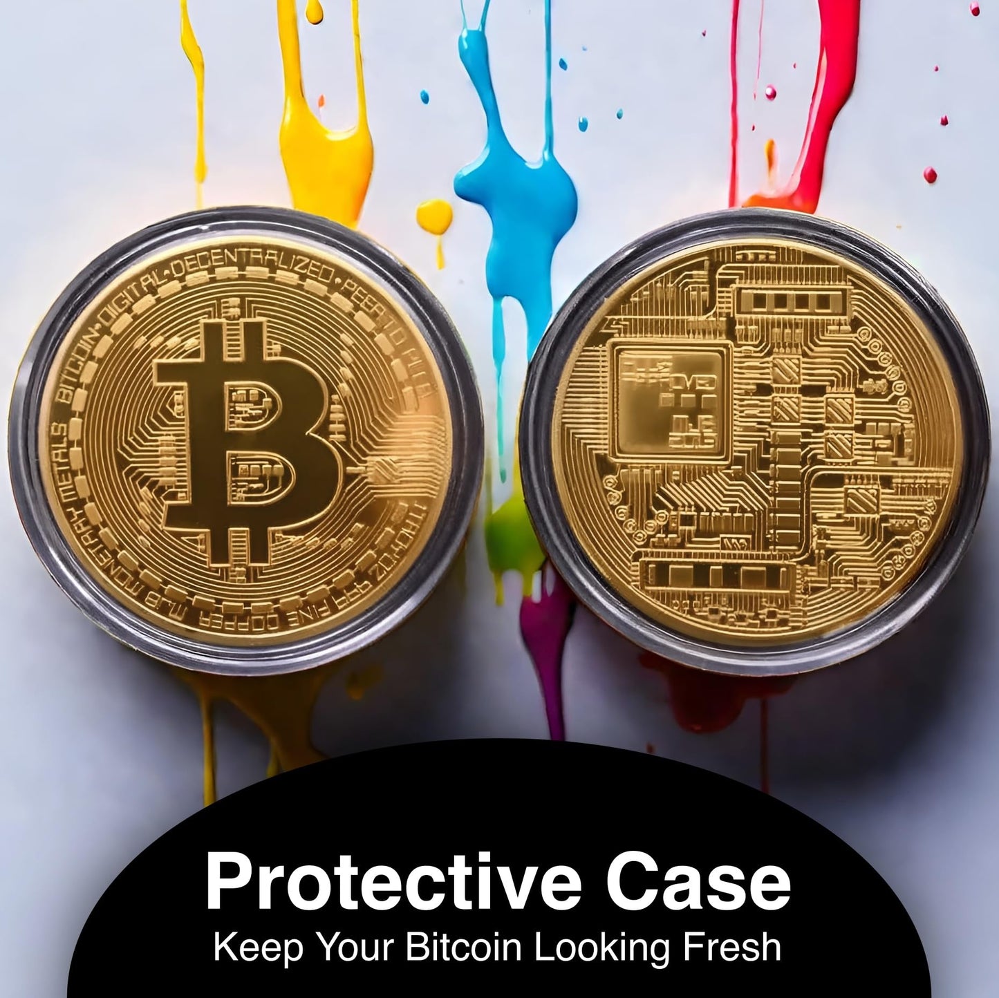 Collector's Edition Bitcoin Coin - Commemorative Cryptocurrency Collectible in Protective Acrylic Display Case - Perfect for Crypto Enthusiasts, Coin Collectors, and Gifts