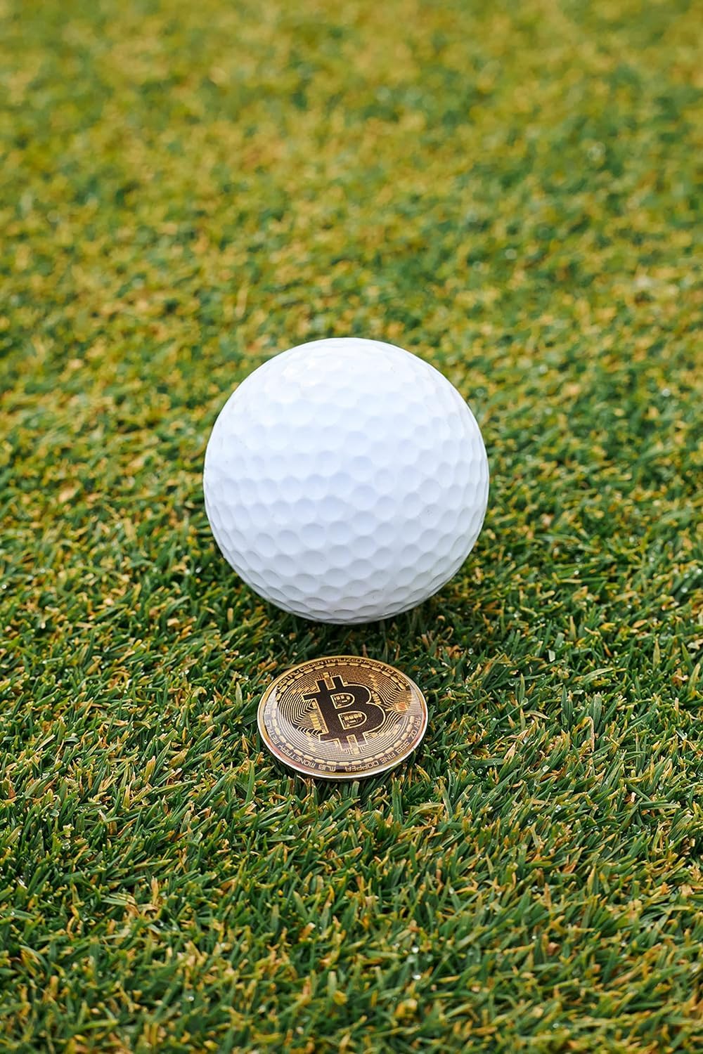 Bitcoin Golf Divot Repair Tool, All-Metal Golf Accessories - 3- in-1 Golf Multitool (Divot Tool, Ball Marker, Club Holder) | Foldable with with Pop-up Button & Magnetic Ball Marker