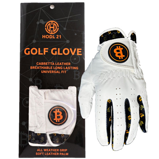 Bitcoin Golf Gloves - Cabretta Leather for Superior All Weather Grip with Soft Leather Palm, Universal Fit Left Handed Golf Glove, Perfect Golf Gifts & Golf Accessories (Large)