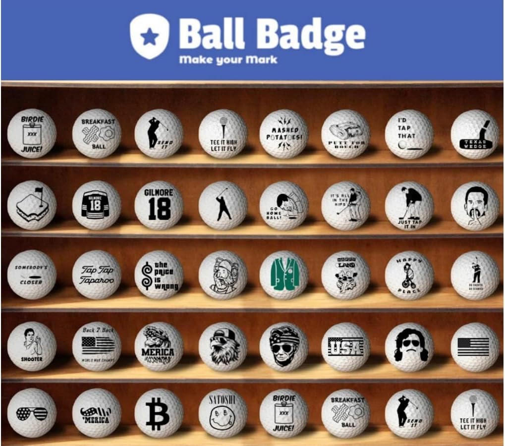 Ball Badge - Golf Ball Stamp, Self-Inking Golf Ball Stamper, Golf Ball Marker, Reusable Golf Ball Marking Tool to Identify Golf Balls - (Swing Swear Drink Repeat)
