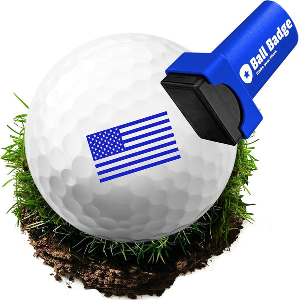 Ball Badge - Golf Ball Stamp, Self-Inking Golf Ball Stamper, Golf Ball Marker, Reusable Golf Ball Marking Tool to Identify Golf Balls, Reusable Ink Stamp for Golf Balls - America Series