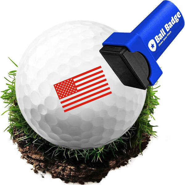 Ball Badge - Golf Ball Stamp, Self-Inking Golf Ball Stamper, Golf Ball Marker, Reusable Golf Ball Marking Tool to Identify Golf Balls, Reusable Ink Stamp for Golf Balls - America Series