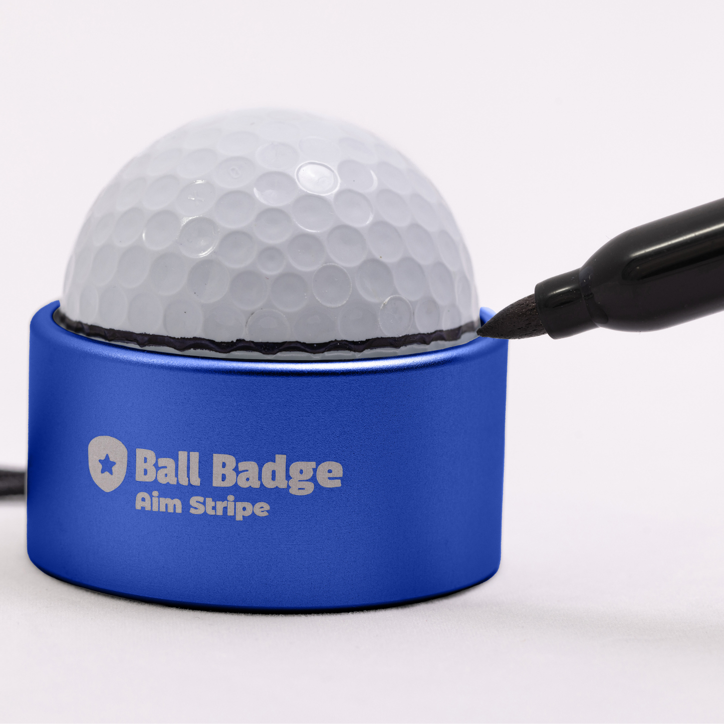 Ball Badge - Aim Stripe - 360 Degree Golf Ball Line Marker Kit with Golf Bag Attachment - Golf Ball Alignment Marker Tool - Full Metal Alignment Ball Marker - Putting Alignment Tool