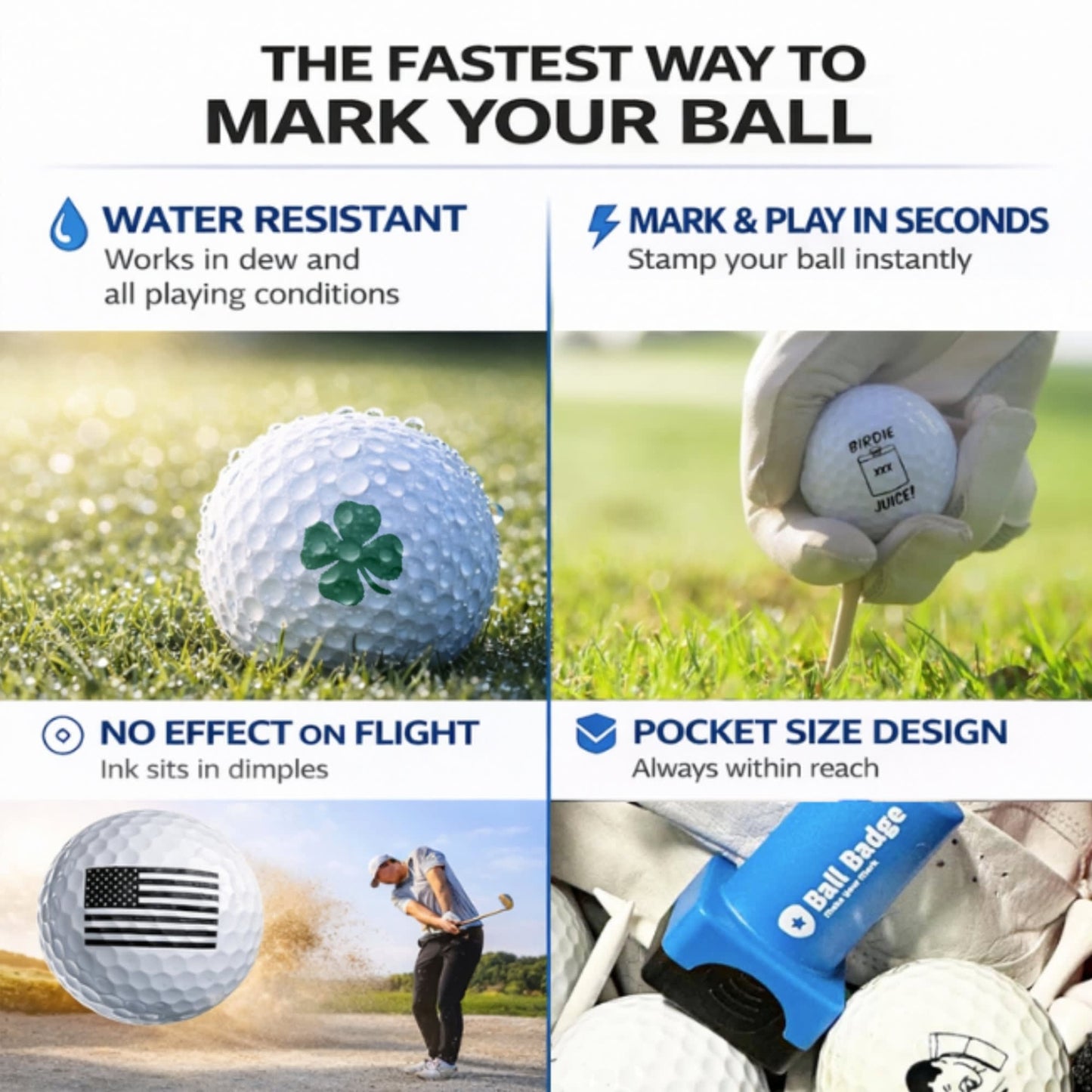 Ball Badge Golf Ball Stamp – Personalized Initial Letter [A–Z] , Self-Inking Monogram Golf Ball Marker , Reusable Marking Tool to Identify & Customize Your Golf Balls