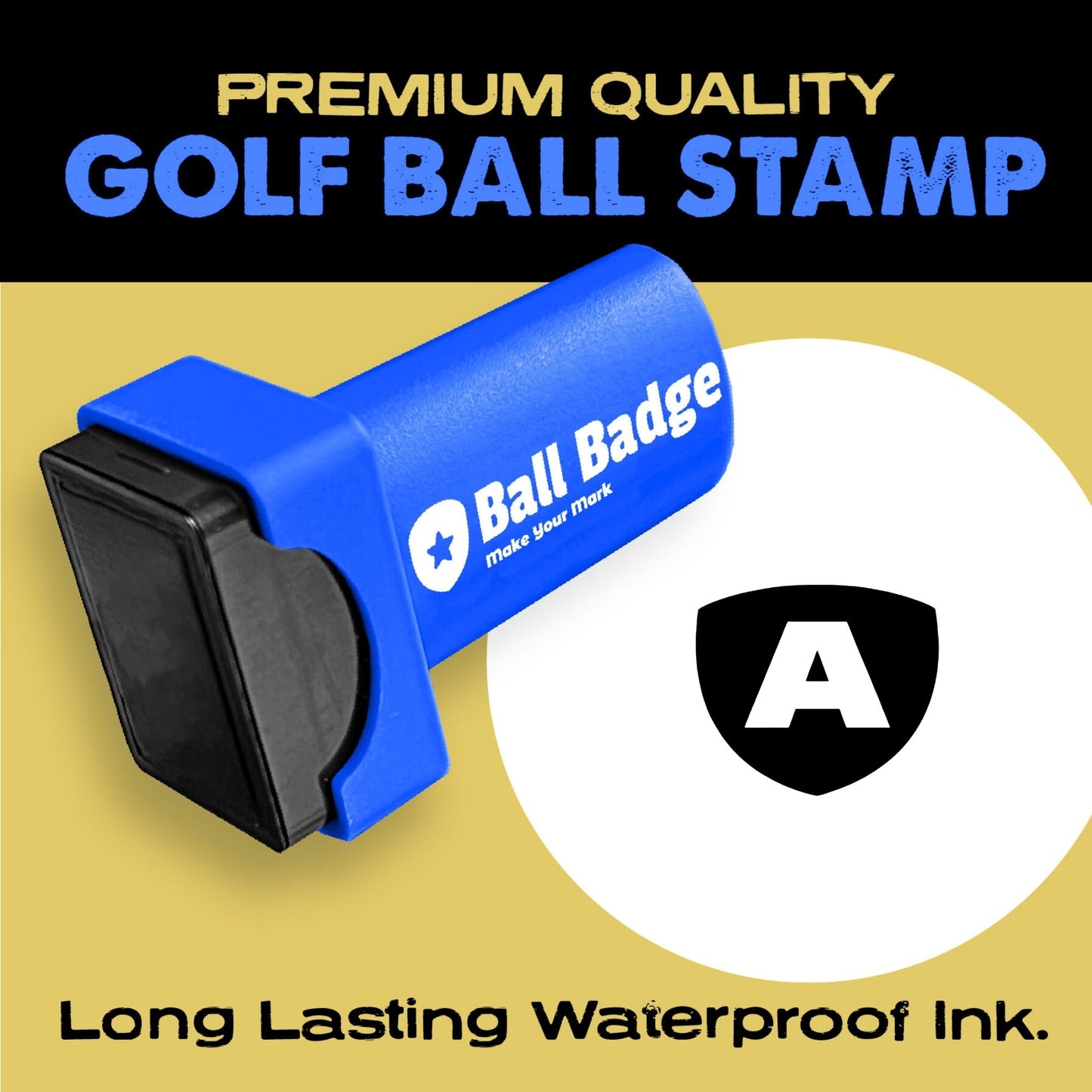 Ball Badge Golf Ball Stamp – Personalized Initial Letter [A–Z] , Self-Inking Monogram Golf Ball Marker , Reusable Marking Tool to Identify & Customize Your Golf Balls