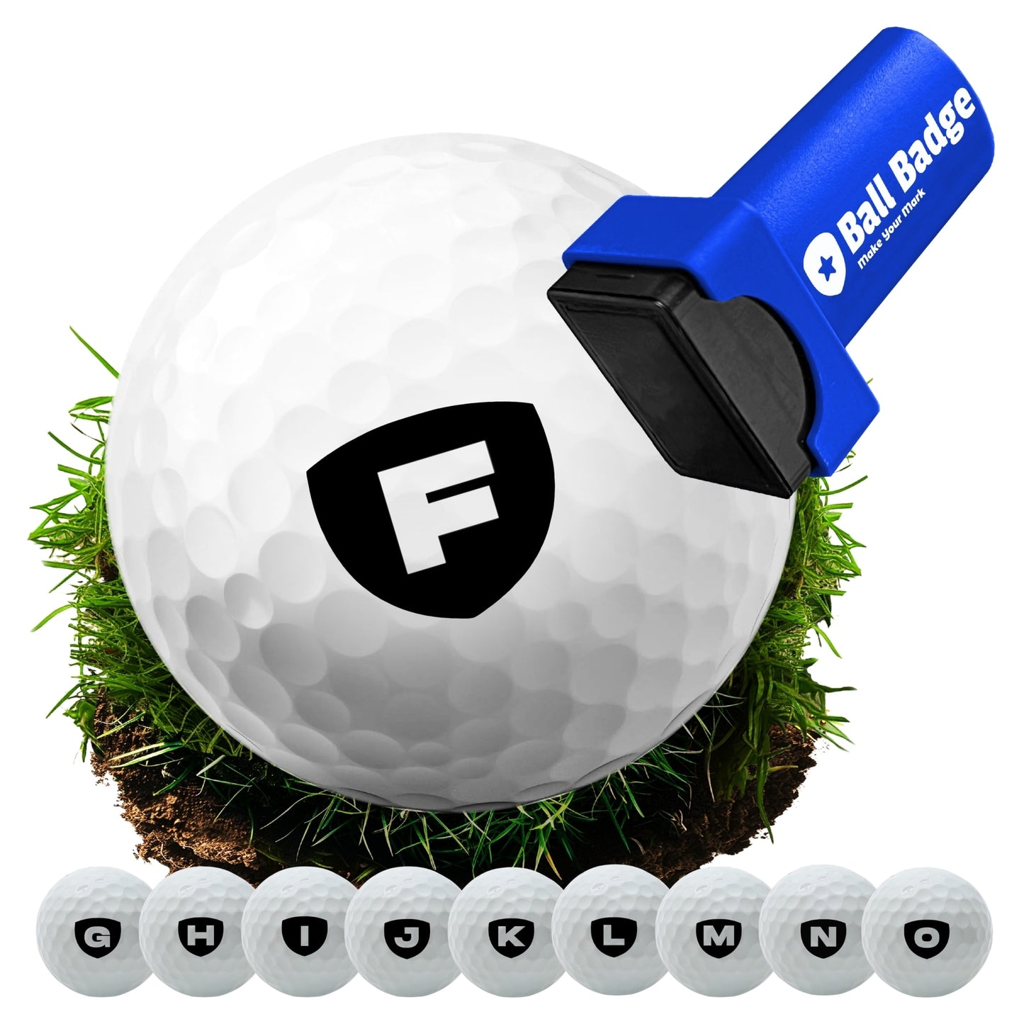 Ball Badge Golf Ball Stamp – Personalized Initial Letter [A–Z] , Self-Inking Monogram Golf Ball Marker , Reusable Marking Tool to Identify & Customize Your Golf Balls