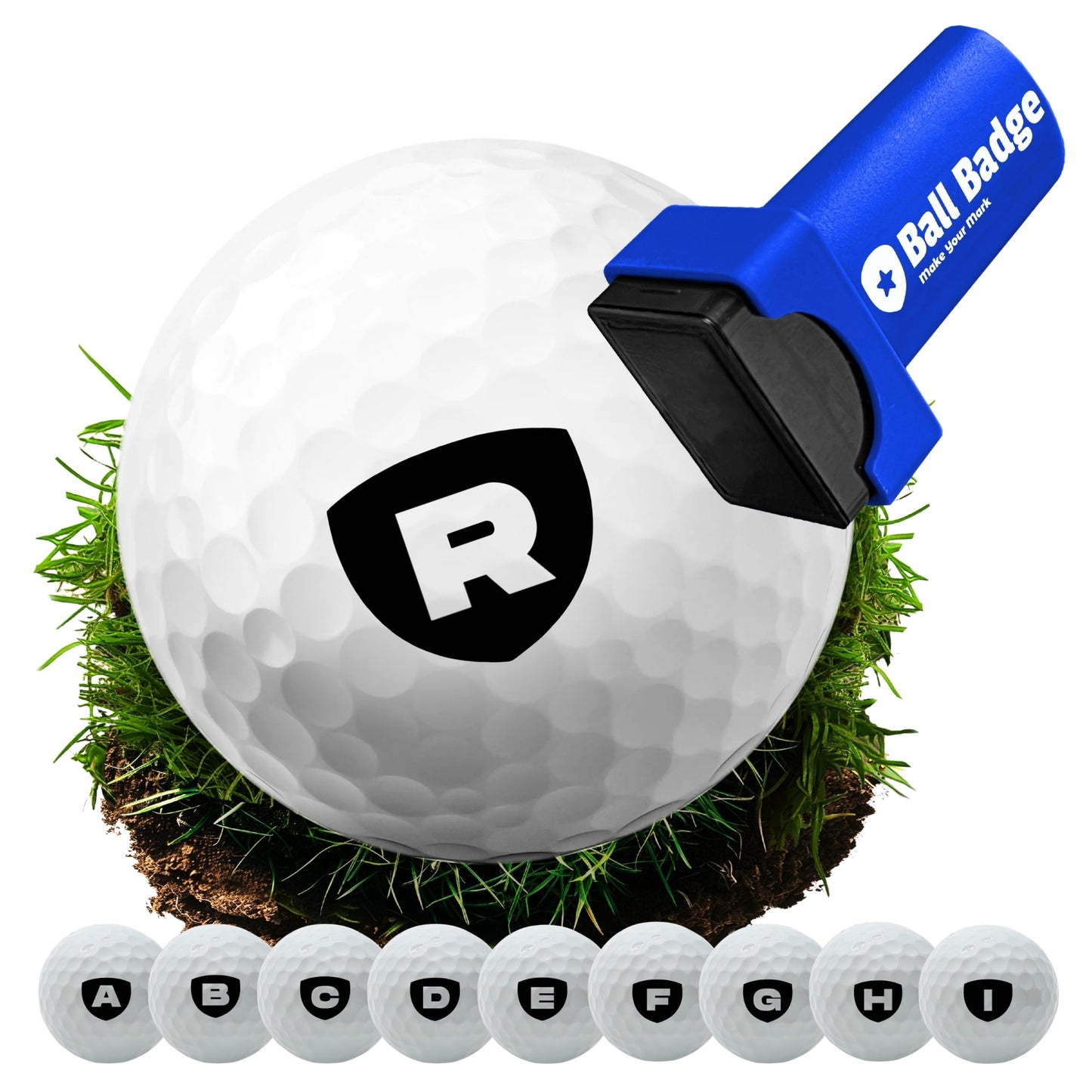 Ball Badge Golf Ball Stamp – Personalized Initial Letter [A–Z] , Self-Inking Monogram Golf Ball Marker , Reusable Marking Tool to Identify & Customize Your Golf Balls