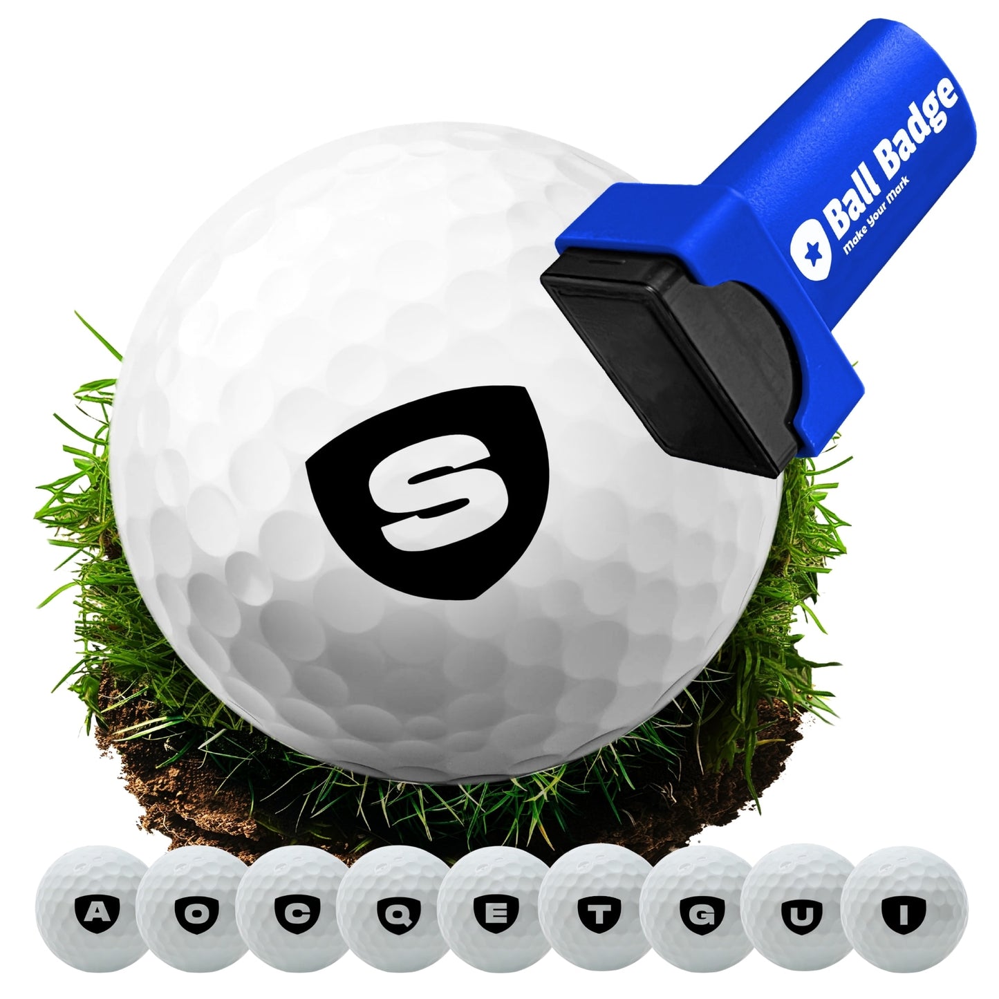 Ball Badge Golf Ball Stamp – Personalized Initial Letter [A–Z] , Self-Inking Monogram Golf Ball Marker , Reusable Marking Tool to Identify & Customize Your Golf Balls