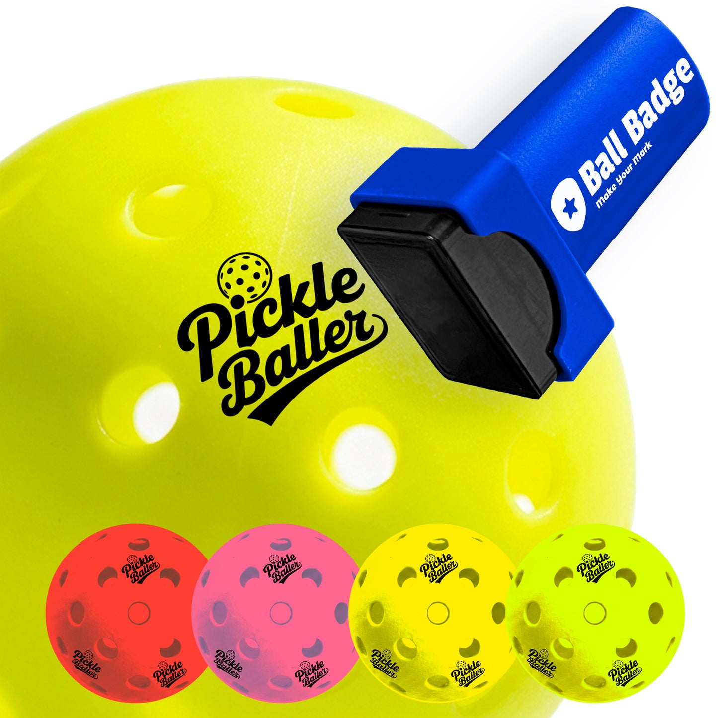 Ball Badge Pickleball Stamp – Pickleball Ball Marker to Mark & Identify Pickleballs, Durable Clean Print for Easy Recognition for Recreational & League Play