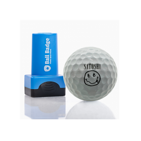 Ball Badge - Golf Ball Stamp, Self-Inking Golf Ball Stamper, Golf Ball Marker, Reusable Golf Ball Marking Tool to Identify Golf Balls, Reusable Ink Stamp (Satoshi Smiley)