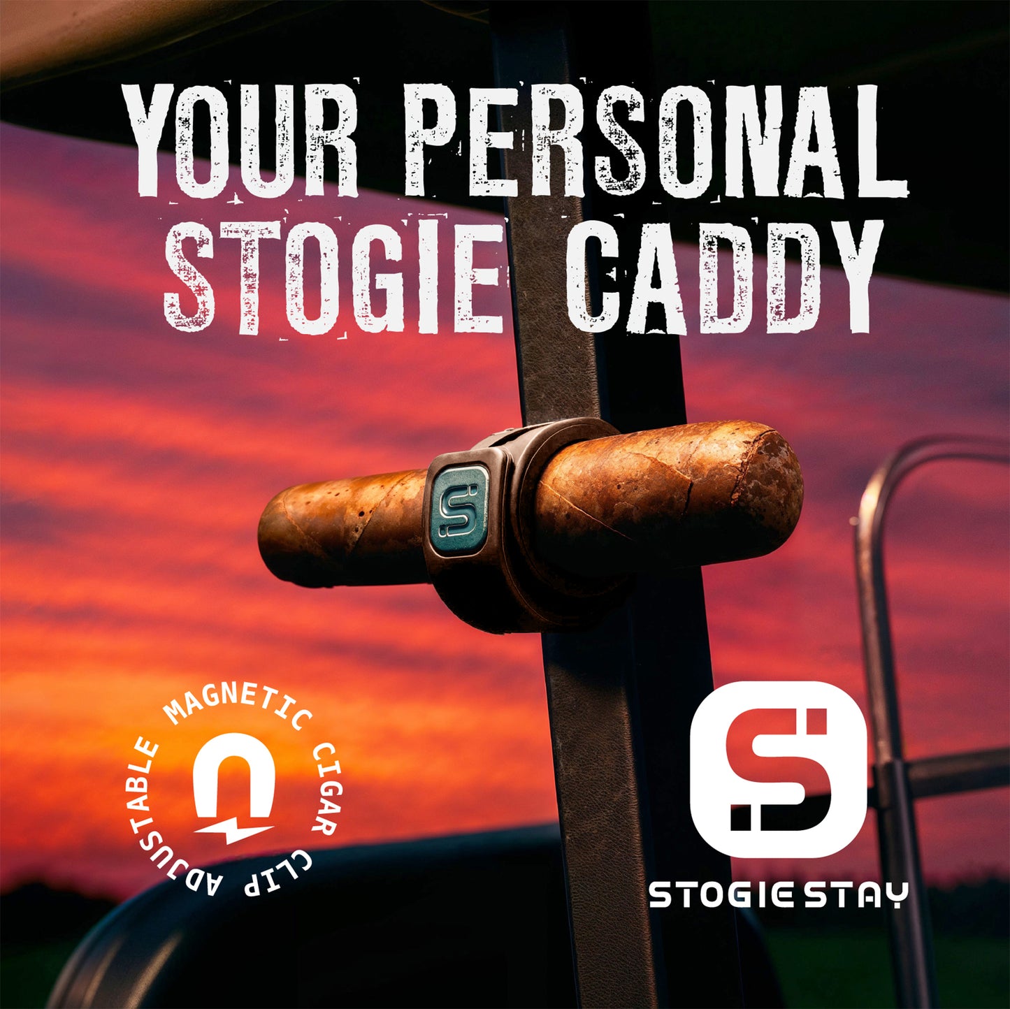 StogieStay Magnetic Stogie Holder - Portable Stogie Clip for Golf Carts & Accessories for Men - Premium Golf Gifts - Perfect for Fishing, Grilling, Camping & Sporting Events